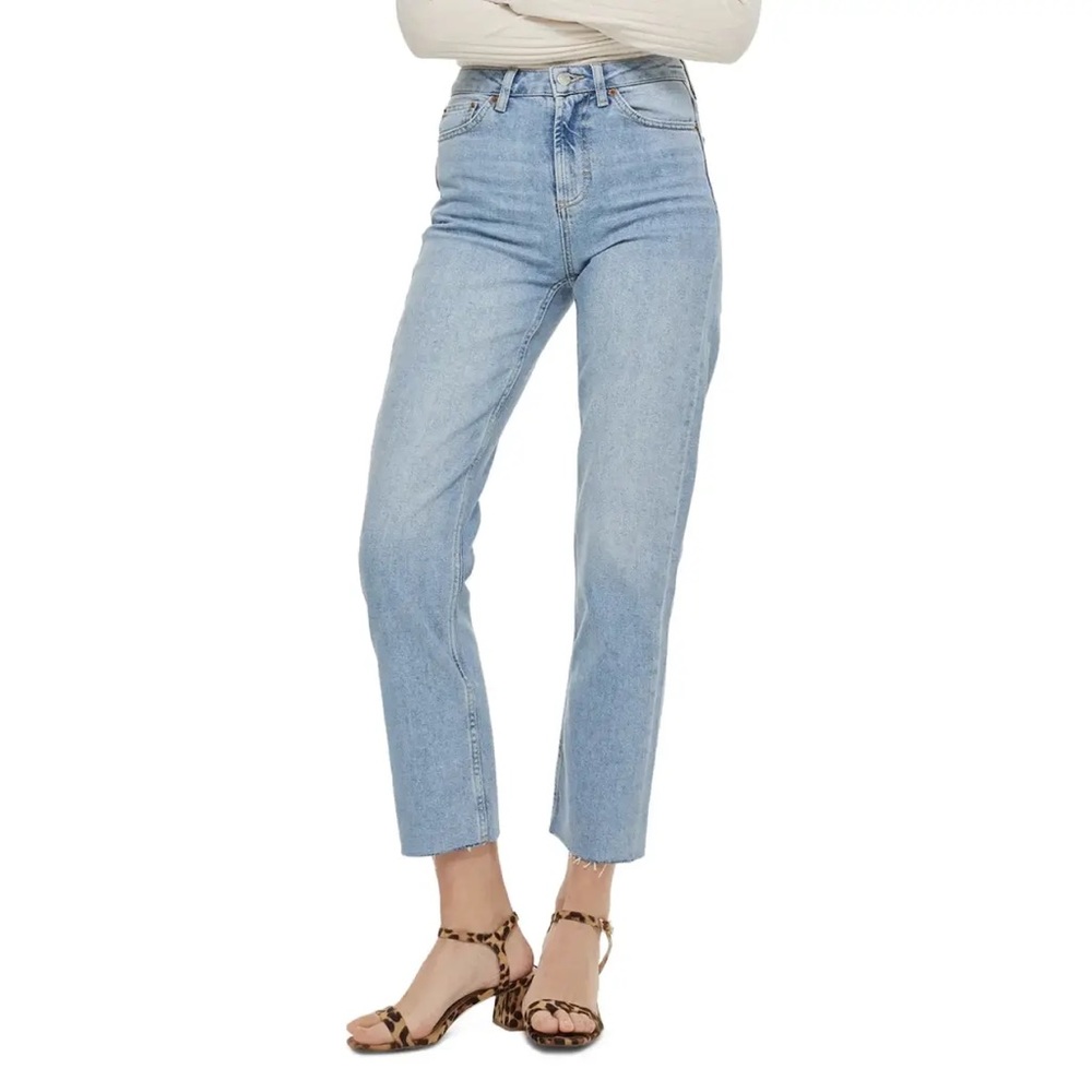 Topshop raw hem crop straight jeans size 27